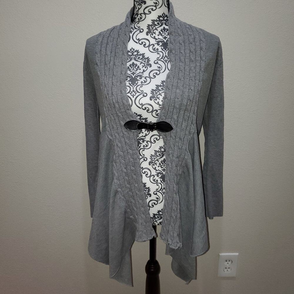 Unknown brand medium gray cardigan with buckle